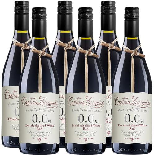 Vino Rosso Dealcolato | Senza Alcol Free 0.0 | Zaccagnini | 6 Bottiglie 75 cl | Abruzzo