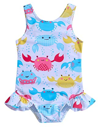 Generico Costume Intero da Neonata e Bambina Bello, Costume da Bagno Neonata Ruffle, Bikini Bambina con Volant Costumi Mare Piscina Spiaggia Beachwear