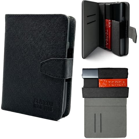 GC german Couture Etui Tasche kompatibel mit IQOS ILUMA ONE, i ONE, TEREA o. DELIA Sticks u. Zubehör mini Stickbecher, Stickscrew (schwarz)