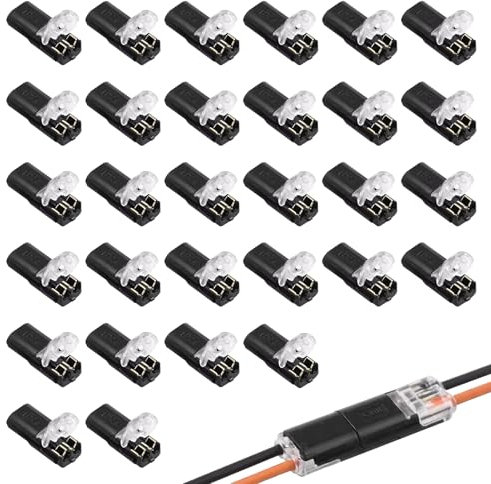 BOULESENM 30PCS Connecteur Etanche 2 Fils,Connecteur Electrique Etanche 12v,Raccord Electrique Etanche,Connecteur Automobile,Adaptés aux Câbles 18-22 AWG, pour Éclairage LED et Électronique Automobile