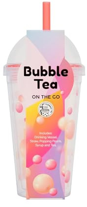Bubble Tea Kit - Popping Boba Pearls, Passion Fruit Syrup, Earl Grey Bag - On the Go, Portable Travel Cup & Straw Included -At Home Bubble Tea Making Gift Set, Christmas, Stocking & Secret Santa Gifts
