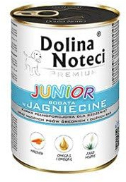 Dolina Noteci Premium JUNIOR Wet Dog Food/Non-Allergic Full of Nutrition Mineral Vitamin (400 g (Pack of 6), Lamb)