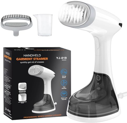 Steamer Dampfglätter 1650W 320ML Reisebügeleisen Wassertank 20s Schnelle Aufheizung 30G/min Tragbar Bügeleisen für Kleidung Dampf Dampfbürste Faltenentferner Iron für Zuhause, Büro, Reise, Weiß