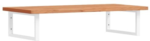 vidaXL Waschtischplatte mit Halterung, Holzplatte Waschtischkonsole Wandmontage, Waschbeckenplatte Wandkonsole Wandregal, Stahl Massivholz Buche
