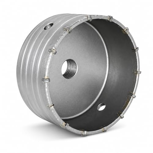 Topolenashop Carotatrice a Tazza Ø120 mm per Muratura, Cemento, Calcestruzzo e Pietra – Corona per Trapano con Filettatura M22, Compatibile con Aste SDS Plus e SDS Max per Impianti e Ristrutturazioni
