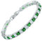 Rizilia Cubetto Di Ghiaccio Princess Cut Simulata Smeraldo Verde CZ 18K Placcato In Oro Bianco Bracciale Tennis, [18cm/7inch]