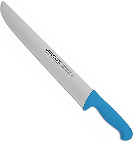 Arcos Serie 2900 - Cuchillo Pescadero - Hoja Serrada de Acero Inoxidable NITRUM de 350 mm - Mango inyectado en Polipropileno Color azul