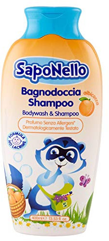 SapoNello - Bagnodoccia Shampoo Albicocca, Formula No Lacrime, Pelle Idratata - 400 ml