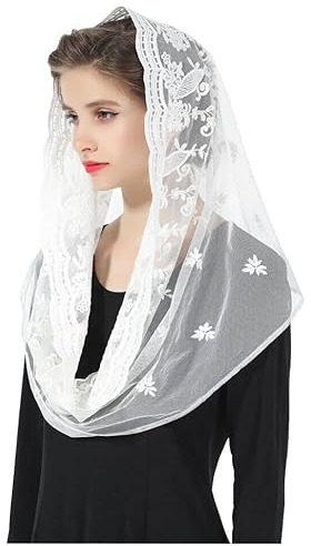 BEAUTELICATE Spitze Mantilla Schal Schleier Tüll Stola Schwarz Weiß Für Damen Kirche Messe Kapelle Katholisch Braut Brautjungfer V103…