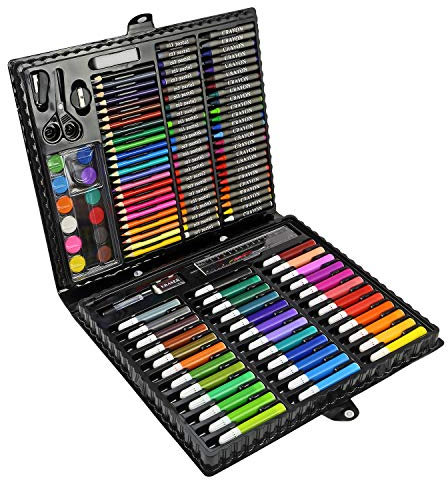 ArtBoss 150pcs Art Drawing Set - Colored Marker Pens, Crayon, Oil Paint Brushes Gift for Kids