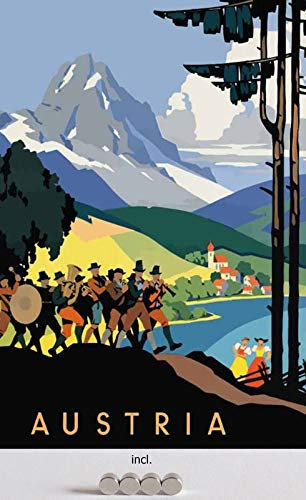 Blechschild 20x30cm gewölbt incl. 4 Magneten Austria Urlaub Werbe Plakat Österreich Alpen Panorama Deko Geschenk Schild