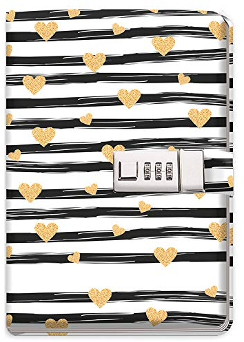Trötsch Tagebuch mit Zahlenschloss Goldheart: Notizbuch Bullet Journal