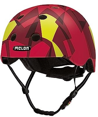 Melon »Ember« Leichter und Cooler Fahrradhelm für Damen, Herren und Kinder mit maximalem Schutz Größe M-L (52–58cm) Rot Gelb Mosaik Bunt