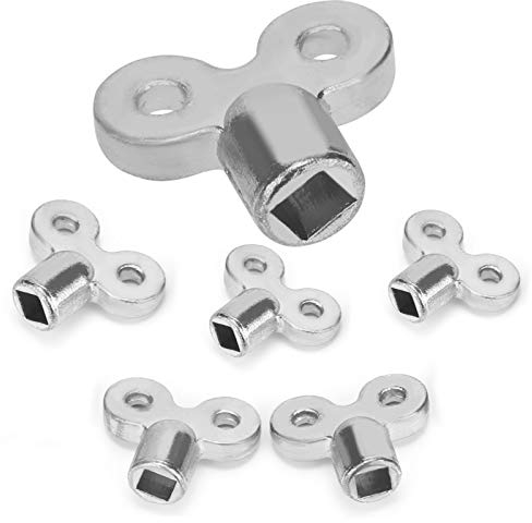TOYMIS 6 Pièces Laiton Clés de Vanne de Radiateur et Plomberie, Clé de Trou de Purge et Verrouillage d'air Pour Radiateurs et Robinet (Argent)
