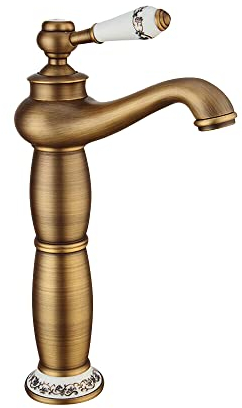 Wasserhahn Waschbecken armatur Antik, Einhebel Waschtisch Mischbatterie Armatur Mischbatterie,Einhebelmischer für Küchenspüle,3/8 Standardanschluss waschbecken für Bad und Küche Bronze