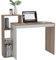 DlandHome Petite Table avec Étagères Bureau avec Rangement 90 x 40cm Poste de Travail Bureau Informatique avec Rangement Bureau Bois Table Informatique pour Maison/Bureau, Noyer/Blanc
