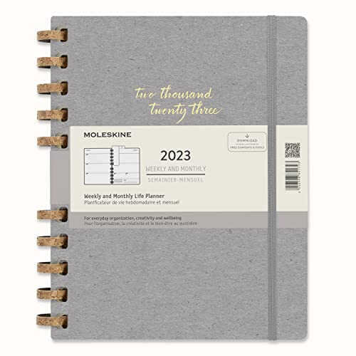 Moleskine Monatsplaner 2022, 2023, 12 Monate Terminplaner, Monatsplaner im Festen Einband, Maß XXL 21,6 x 27,9 cm, Remake Smoke