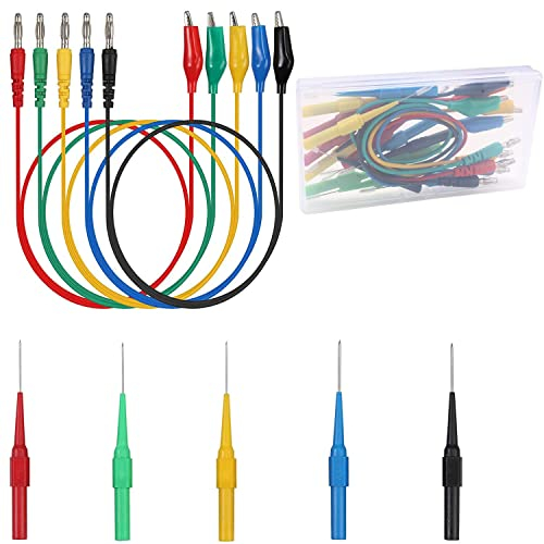 RUNCCI-YUN 20pcs Multimetro Isolato Sonda per test Puntali per Multimetro 4 mm connettore a banana lessibile per sonda posteriore Penna per test multimetro pinza a coccodrillo