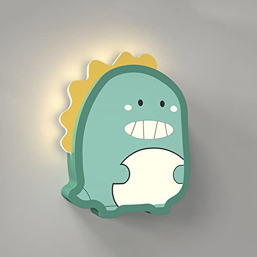 Jadssox grüne Dinosaurier Wandleuchte LED Kinderzimmer Wandleuchte, Cartoon Kinderzimmer Nachttischlampe Mädchen Junge Nachtlichter, Wohnzimmer Kinderzimmer 13W Wandhalterung