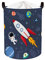 Clastyle 45L Blauer Wäschesammler Baby mit Raketen, Astronauten, Planet - Rund Wäschekorb Kinder für Kinderzimmer - Perfekt Aufbewahrungskorb zum Aufbewahren von Spielzeug, 36x45 cm