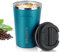 MOMSIV Coffee Cup, 380ml Vacuum Reusable Leakproof Double Wall Coffee Cup, Insulation Stainless Steel Eco-Friendly Travel Office Mug for Hot Coffee Tea and Cold Drinks (Darkblue)