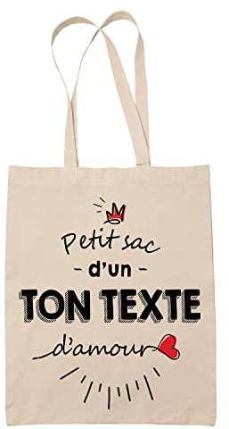 Tote Bag homme d'amour | Sac coton cabas réutilisable prénom nom métier personnalisé | Idée cadeau customisable