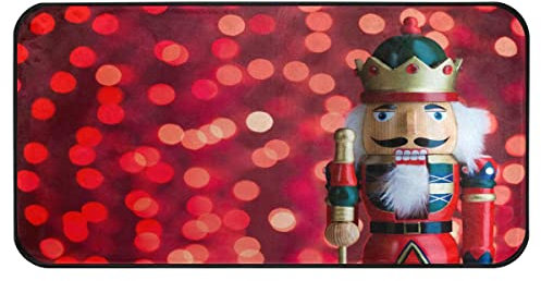 Red Christmas Nutcracker Kitchen Floor Mat Non Slip Absorbent Bath Rug Comfort Standing Mat Runner Rug for Bathroom Living Room Bedroom Hallway Entryway 39 x 20 Inches
