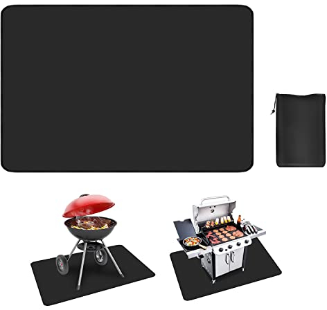 Tubiaz 97x127cm Feuerfeste Unterlage Grillunterlage aus Silikon-Glasfaser, BBQ Grillunterlage Bodenschutz Feuerfeste Unterlage ölbeständig Hitzebeständig, Leicht zu reinigen und Wasserdicht