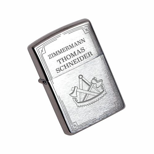 Zippo Feuerzeug für Zimmerer - Geschenke für Zimmerer und Zimmerermeister.  Persönliches Sturmfeuerzeug als Zimmerer Zubehör