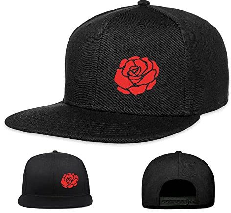Snapback Hüte für Männer Flat Bill Schwarz Custom Snap Rucksack Hut für Männer, Rose, 6