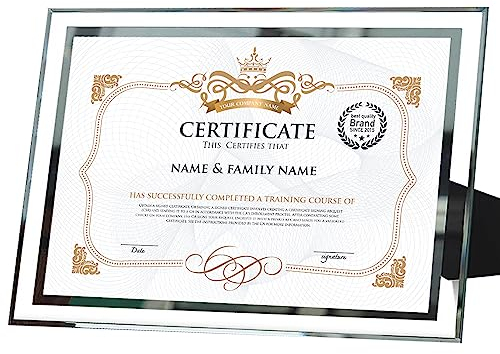 Houstimi Cadre photo argenté - Format A4 - 21 x 29,7 cm - En verre - Pour diplôme et poster - Support pour table de remise de diplôme