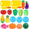 Alimentos de Juguete, Niños Cortando Juguetes con Cesta, Corte de Frutas y Alimentos Falsos, Comida de Juguete Multicolor para Niños Pequeños, Juguete Educativo para La Edad 3+ (DO1-20)