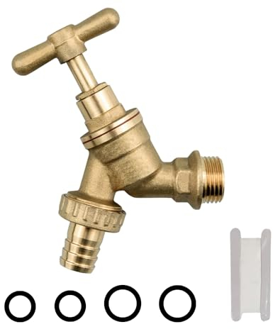 1 robinet 1/2, 4 entretoises, ensemble de robinets pour l'extérieur, serrure de robinet en laiton, extérieur (15 mm)