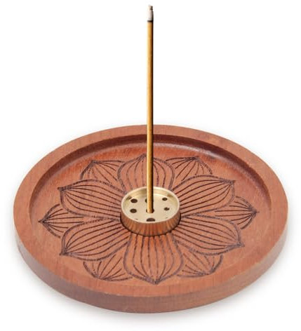 UTMACH 9 Trous Porte Encens de Lotus en Bois avec Collecteur de Cendres Brûleur D'Encens en Bois Porte-Encens Porte-encens en Bois Lotus Lotus Bâtons D'Encens Plateau pour Yoga, Spa, Méditation