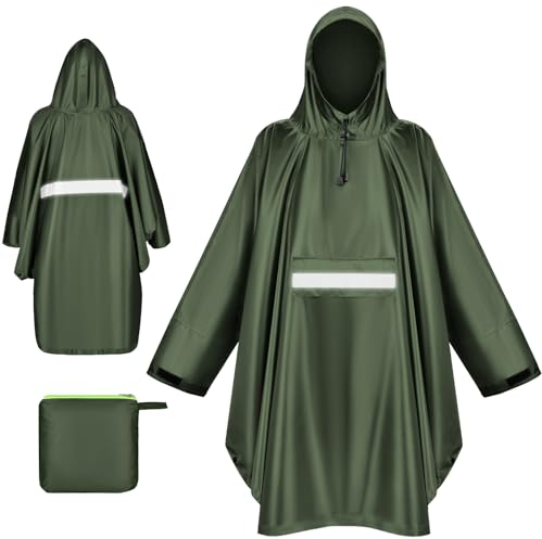WACCET Wasserdicht Regenponcho Damen, Regenponcho Fahrrad für Herren Damen Wiederverwendbarer Ripstop Atmungsaktiver Leichte Regencape mit Kapuze Regenjacken für Radfahren, Wandern, Camping, usw.