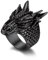 Bandmax Drachenring Herren Edelstahl Schlange Ring Schwarz Größe 59 MM Siegelring Bandring Punk Gothic Schmuck für Jungen Mädchen
