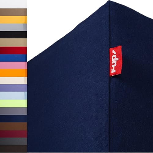 r-up Passt Spannbettlaken 20x 180x200-200x220 bis 35cm Höhe viele Farben 100% Baumwolle 130g/m² Oeko-TEX stressfrei auch für hohe Matratzen (dunkelblau)