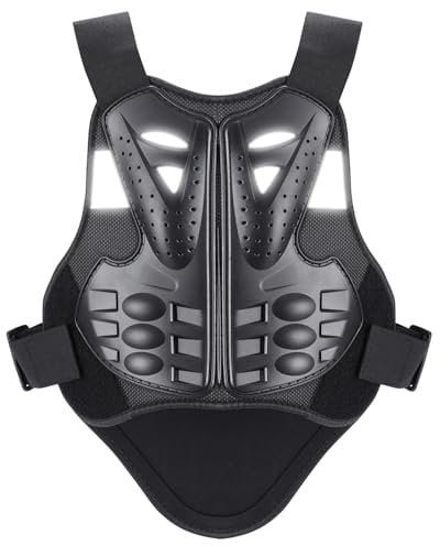 PELLOR Pellor Reflective Motorcycle Chest Protector Vest Anti-Fall Motorcycle Protective Chest&Back Support Protector for Dirt Motorcycles Snowboarding Skiing Skating Scooter