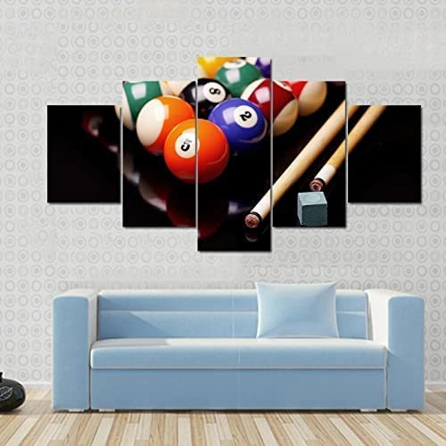 5-Teiliges Wandbild, Snooker Billard Kunstdruck Auf Leinwand 5 Aufeinanderfolgende Gemälde Hd Poster Kunst Wanddekoration Moderne Dekoration Für Wohnzimmer Zuhause 100 X 50 Cm -7X2D-T0L-9H2P2T0G4V5K3U