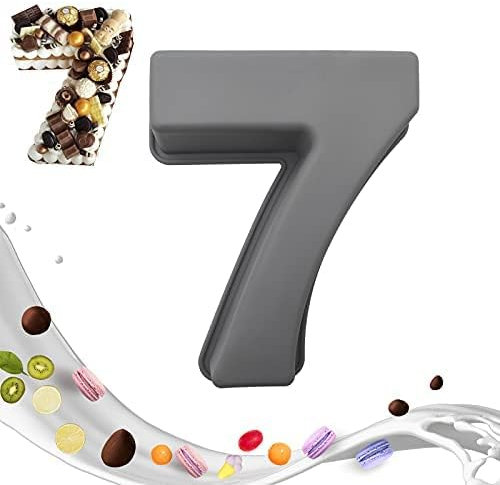 masteymoh Kuchenform Zahlen Groß Backform Zahlen Groß 0-9 Silikon für Geburtstag Hochzeit Jubiläum, Kuchenform,(7)