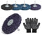 SWAWIS 5 Stück 100mm CSD Scheibe Schleifscheibe, Schwarz Blau Lila Reinigungsscheibe Set mit Handschuhe, Grobreinigungsscheibe Bohrmaschine zur Winkelschleifer Entfernung von Farbe, Rost