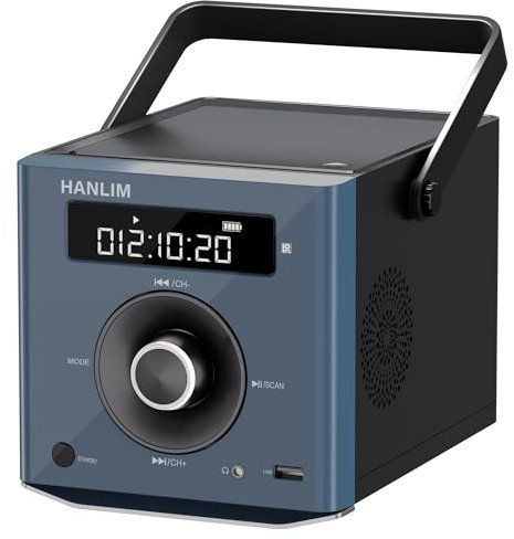 Stereo CD player 20W Bluetooth compatible/FM radio/MP3 playback/USB/AUX input/headphone jack/microphone jack/remote control, Built-in 2000mAh rechargeable battery, Compact Portable CD player