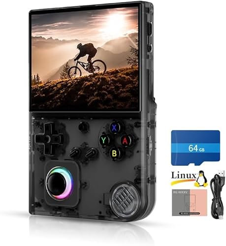 RG40XXV Retro Handheld Game Console Age 12+ , 4.0 Inch IPS Screen Linux System Built-in 64G TF Card 5528 Games Support TV Output 5G WIFI Bluetooth 4.2 (RG40XXV-Black)