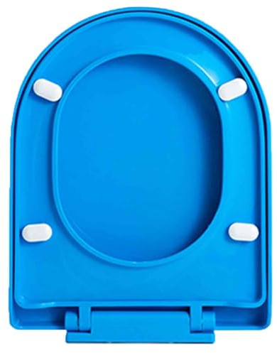 Toilettendeckel mit Absenkautomatik, Badezimmer Quick Release Klobrille mit Verstellbarer Vorrichtung, WC-Sitz(Light Blue)
