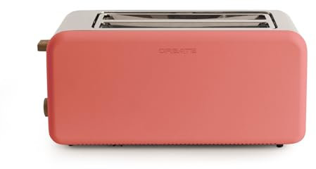 CREATE/TOAST RETRO XL/Tostadora Terracota / 6 Niveles de potencia, bandeja recogemigas, termostato, descongelación, recalentar, 2 ranuras rebanadas anchas, 1500W