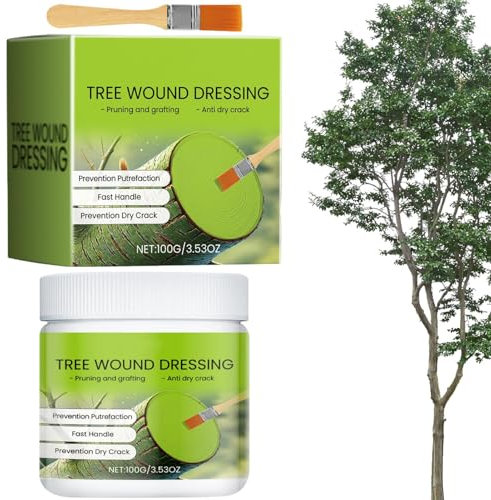 Smileshiney Baumschnitt-Versiegelung für Bäume, Baumschnitt-Versiegelung - Pflanzenveredelungs-Reparaturversiegelung - Professionelle Baumwundenversiegelung, 100 g Baumwundenverband mit Pinsel