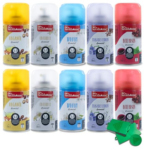 Aktivhandel Lufterfrischer Nachfüller, Raumspray Mix Set 5x2 Düfte, Nachfülldose kompatibel mit Airwick, Febreeze, Glade, inkl. Einkaufswagenchip