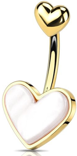 OUFER 14G 10 mm Acciaio Inossidabile 316L Piercing Ombelico Oro Cuore Piercing Ombelico Anello Piercing Cuore Rosa Ombelico Cerchio Donne
