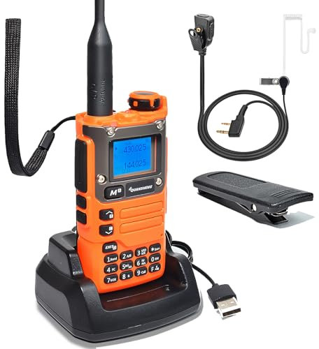 Quansheng UV-K5(8) Radio bidireccional portátil VHF UHF UHF FM NOAA UV-K6 Naranja para Exteriores/almacenaje y logística/navegación/producción Industrial (Naranja, con Tubo Transparente Auricular)