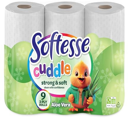 Softesse Cuddle 90x Toilet Rolls Tissue Paper 3 Ply Luxury Quilted Soft Aloe Vera Scented Multi Bulk Bundle Pack Huge Savings